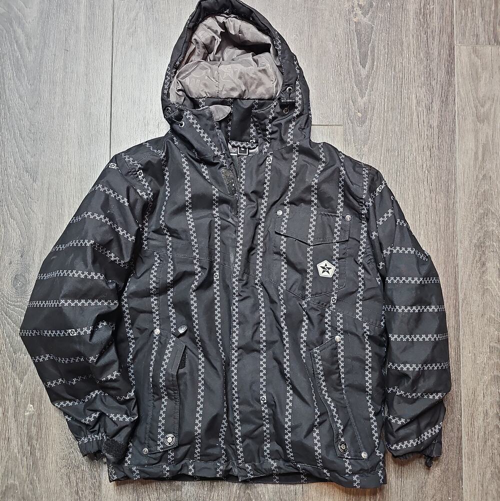 Sessions Snowboard Jacket Youth Large RECCO Black Ski Winter Snow Coat